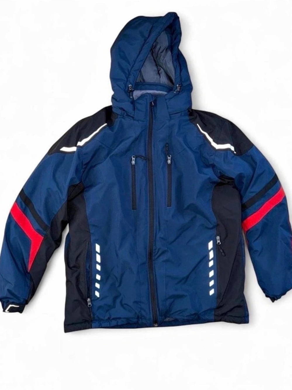Wantdo Men's Waterproof Ski Jacket Color Block Blue & Black Large